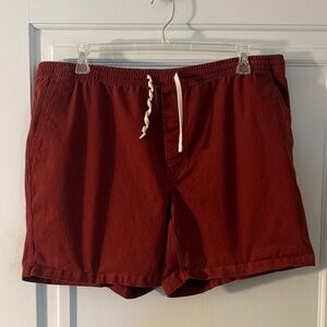 Lands' End Men's Flat Front deck Shorts in Deep Red